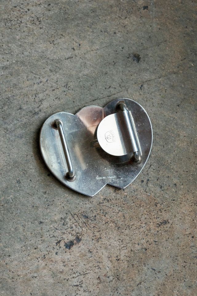 Vintage Diablo Double Heart Sterling Silver Overlay Buckle by Lauren Owen of Texas #1