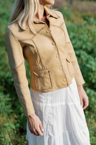 Vintage Braided Leather Tan Western Jacket by Lauren Owen of Texas