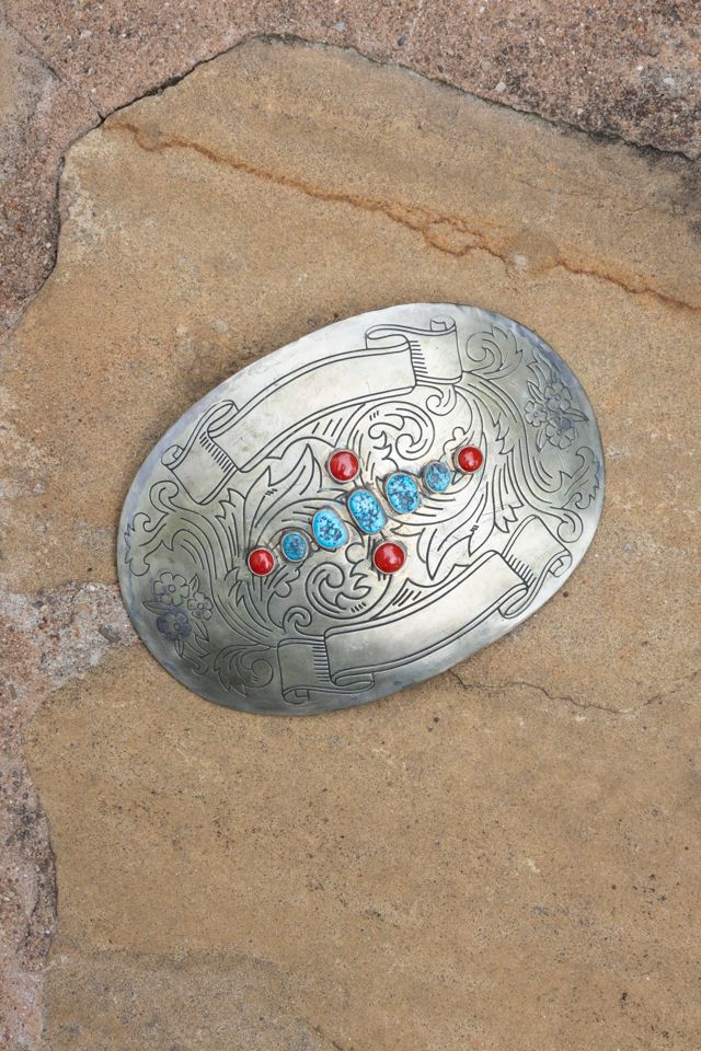 Remade Giant Multi Stone Silver Buckle by Lauren Owen of Texas #1