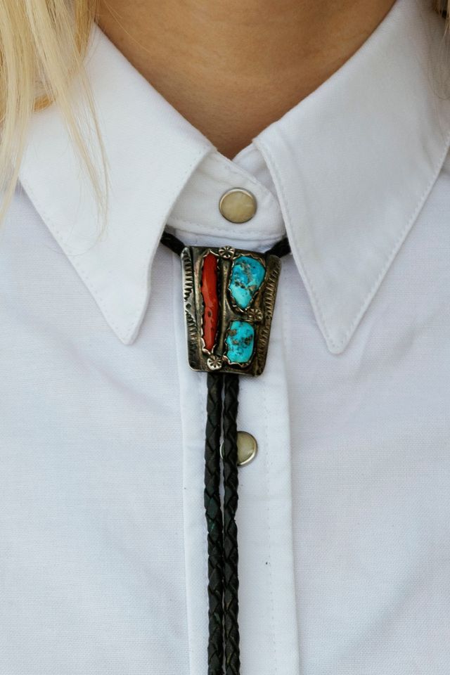 1950s Coral & Turquoise Bennett Bolo Tie by Lauren Owen of Texas #1