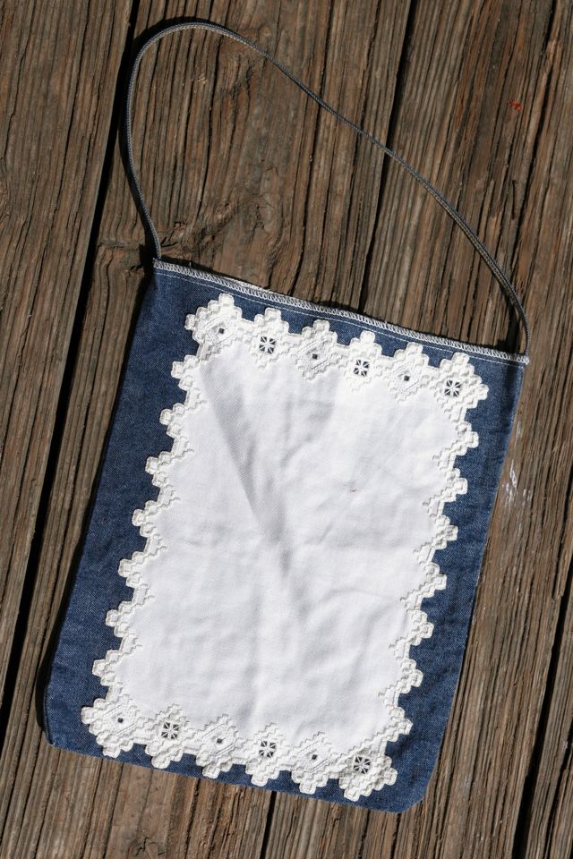 Vintage Denim and White Embroidered Tote Bag by Lauren Owen of Texas #1