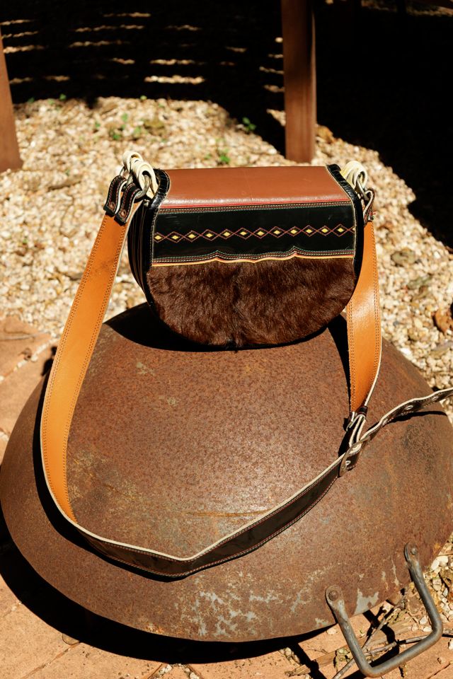 1960s Mescace Cowhide Mixed-Media Crossbody Saddle Bag by Lauren Owen of Texas #1