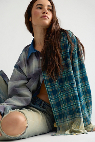 The Tales Half N’ Half Flannel Button Down Top by Free People