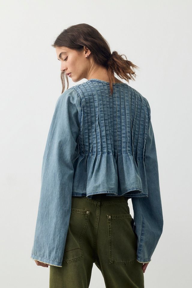 FP One Parker Denim Long Sleeve Button Down Top #1