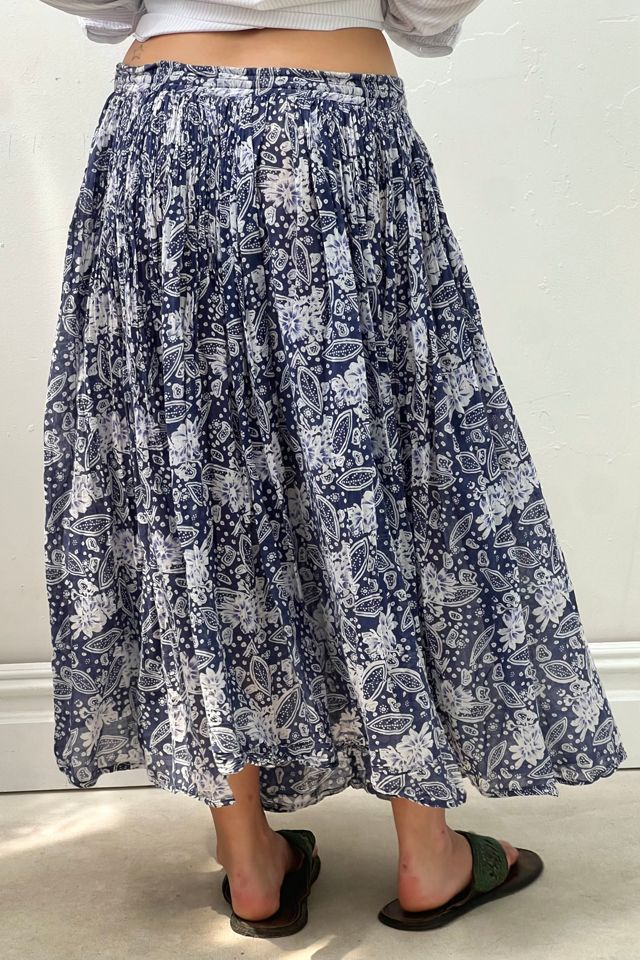 Vintage Cotton Cobalt Print Skirt Selected by Anna Corinna #1