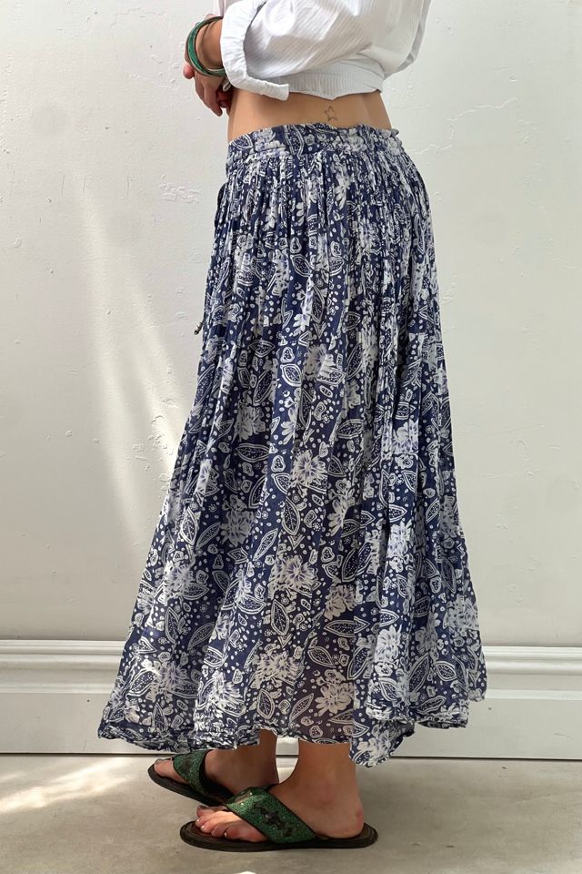 Vintage Cotton Cobalt Print Skirt Selected by Anna Corinna #2