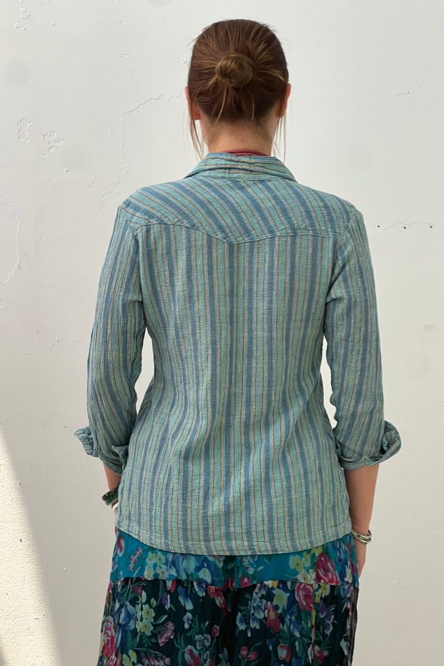 Vintage Gauzey Stripe Button Down Top Selected by Anna Corinna #2