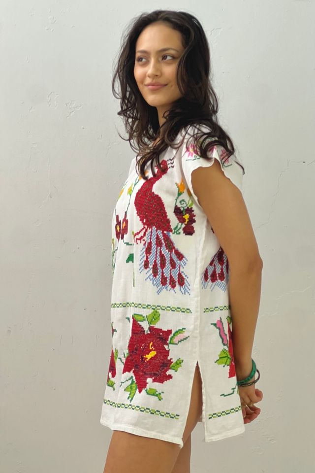 Vintage Embroidered Peacock Tunic Micro Mini Selected by Anna Corinna #1