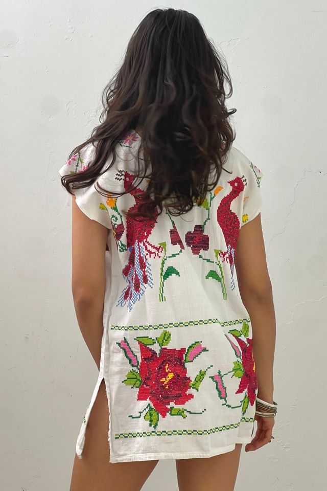 Vintage Embroidered Peacock Tunic Micro Mini Selected by Anna Corinna #2