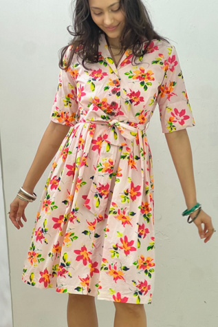 Vintage Printed Neon Button Up Dress Selected by Anna Corinna