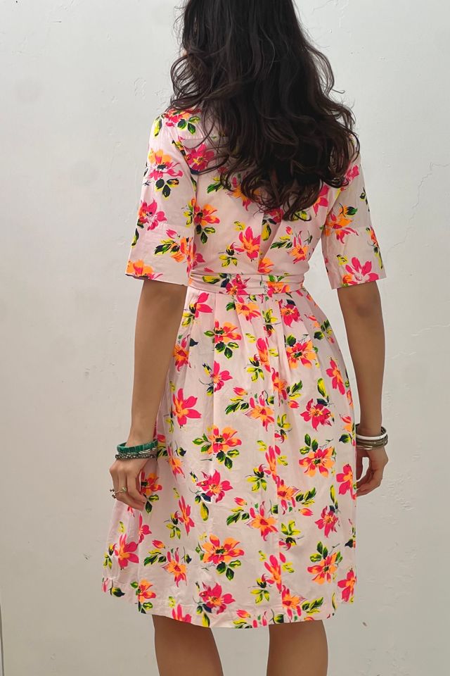 Vintage Printed Neon Button Up Dress Selected by Anna Corinna #2