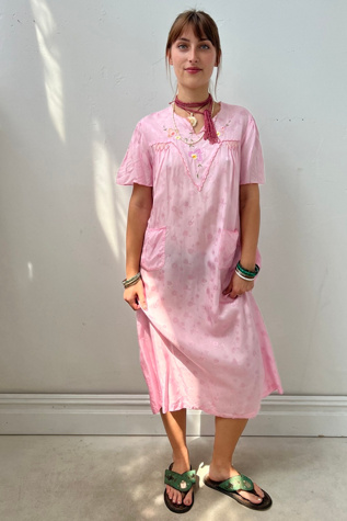 Vintage Embroidered Silky Dress Selected by Anna Corinna