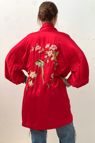 Vintage Silk Parrot Kimono Selected by Anna Corinna