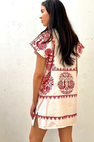 Anna Corinna Reworked Vintage Cross Stitch Smock Dress