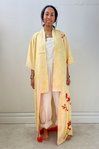 Vintage Sunny Lotus Silk Kimono Selected by Anna Corinna