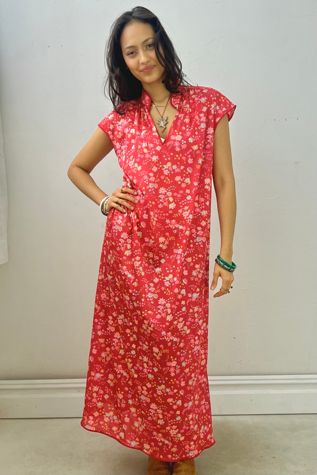 Vintage Printed Silky Maxi Dress Selected by Anna Corinna