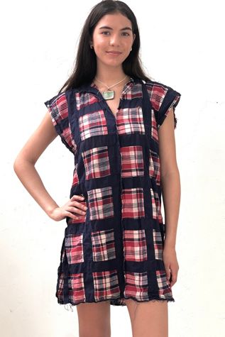 Anna Corinna Reworked Vintage Patchwork RWB Smock Dress