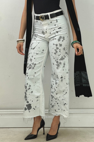 Anna Corinna Reworked Vintage Paint Splattered Flare jeans