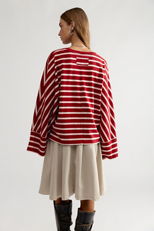 Женский топ We The Free Atlas Dolman Striped Long Sleeve Top, цвет: Ягодный комбинированный — фото 2