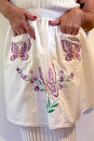 1960s Hand Embroidered Butterfly Apron Selected by Personal Choice