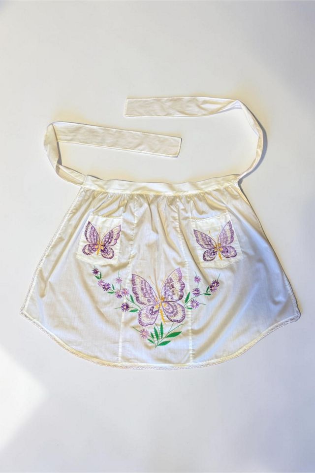 1960s Hand Embroidered Butterfly Apron Selected by Personal Choice #1