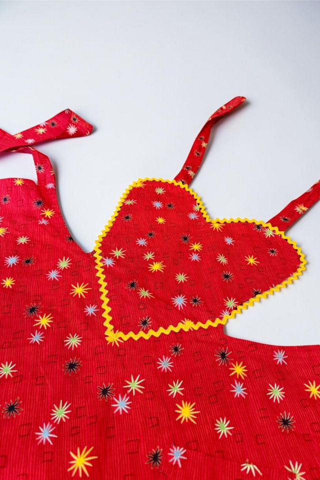 1950s Atomic Print Heart Bib Apron Selected by Personal Choice #1
