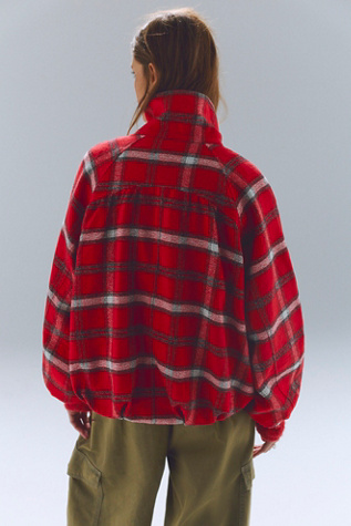 Женская куртка Free People Chelsea Plaid Funnel-Neck Oversized, цвет: Красный комбинированный — фото 3