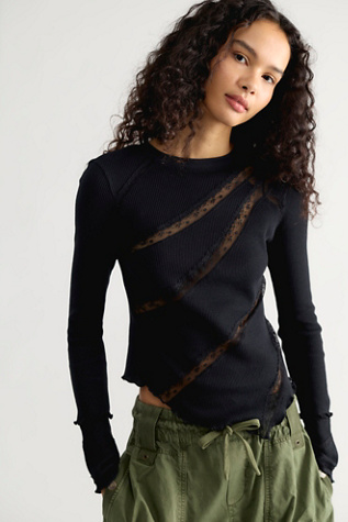 Женский топ Free People Piece By Piece Cuff Top, цвет: Чёрный — фото 4
