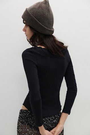 Женский топ Intimately Classic Keepsake Pointelle Long Sleeve, цвет: Чёрный — фото 2