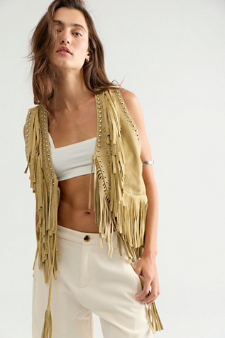 Understated Leather Suede Fringe Vest