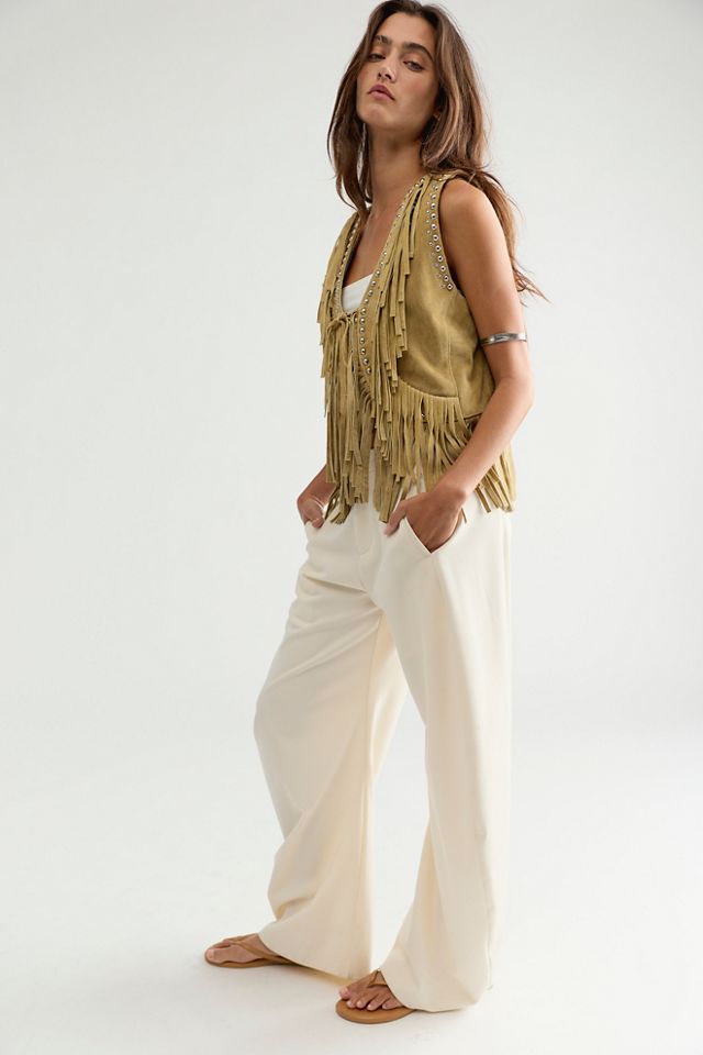 Understated Leather Suede Fringe Vest #2