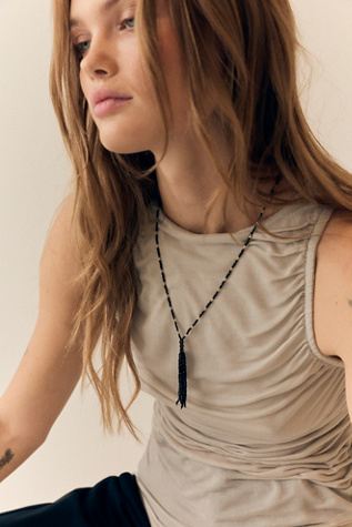 Женское колье Free People Sola Beaded Tassel, цвет: Чёрный — фото 5