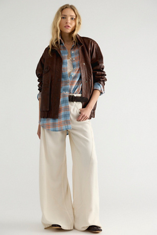 Женский топ Free People Everyday Plaid Button Down Top, цвет: Синий оранжевый комбинированный — фото 4