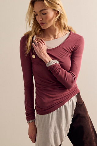 Женский топ Intimately Stackable Sheer Layering Long Sleeve, цвет: Barberry — фото 4
