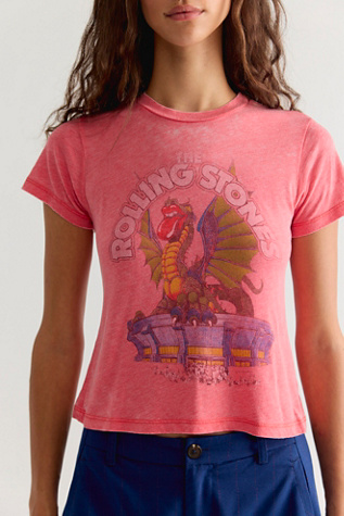 Женская футболка Daydreamer Rolling Stones Dragon Burnout Vintage, цвет: Морской коралловый — фото 3