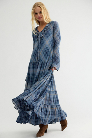 Plaid Petal Maxi Dress