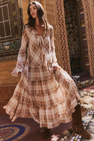 Plaid Petal Maxi Dress
