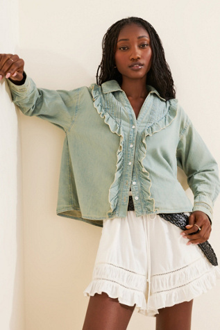 Tattered And Ruffled Denim Top