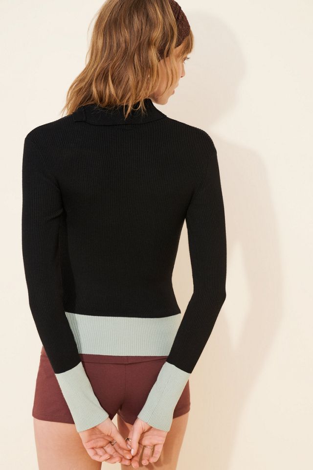 Find Me Now Button Neck Long Sleeve Tipped Knit Shirt #1