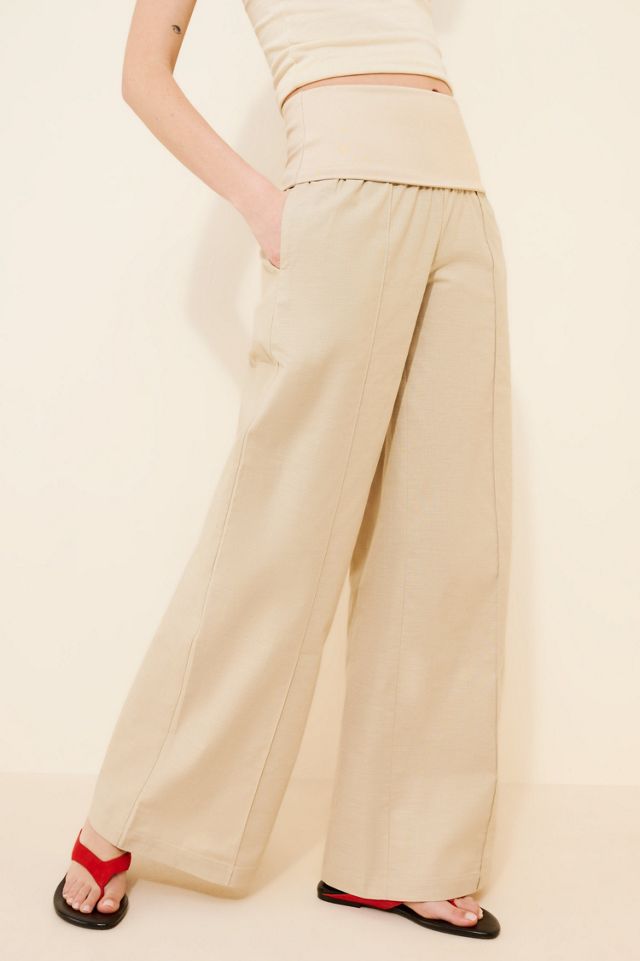 Find Me Now Linen-Blend Fold Over Waist Pants #2