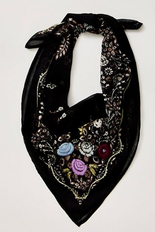 Oversized Embroidered Floral Scarf