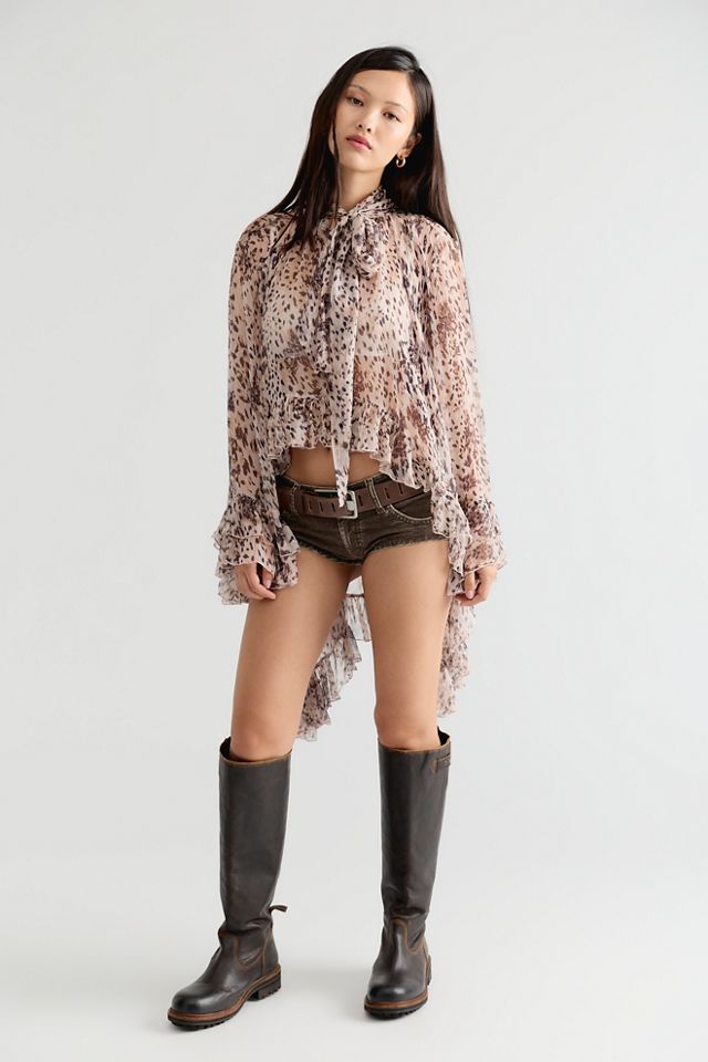 Full Sleeve Frill Printed Blouse #2