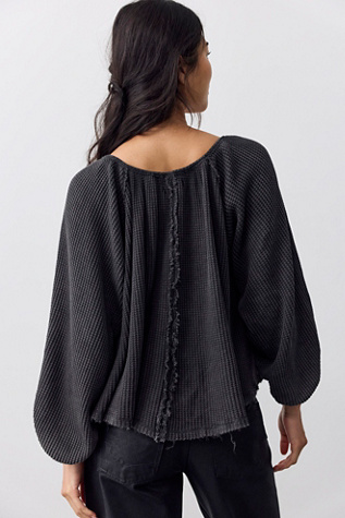Женский топ We The Free Ali Thermal Henley, цвет: Чёрный — фото 2