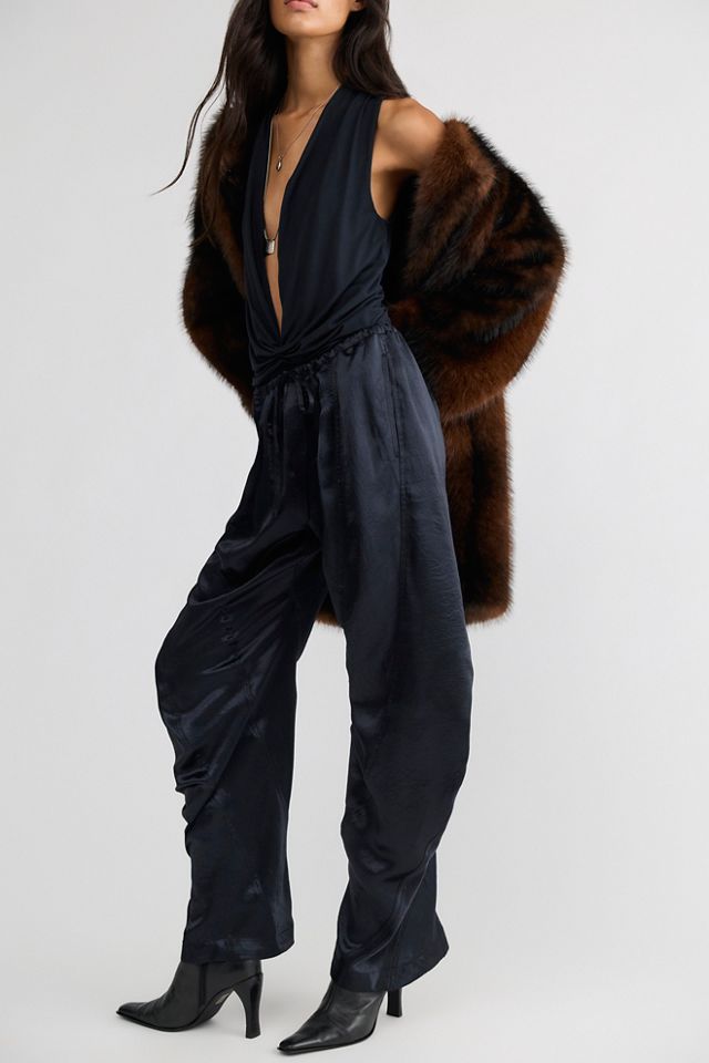 Crowd Pleaser Twisted Satin Pull-On Pants #2