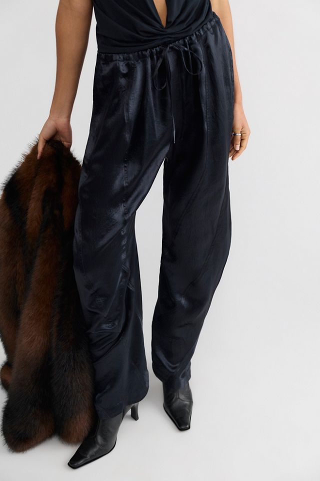 Crowd Pleaser Twisted Satin Pull-On Pants #3