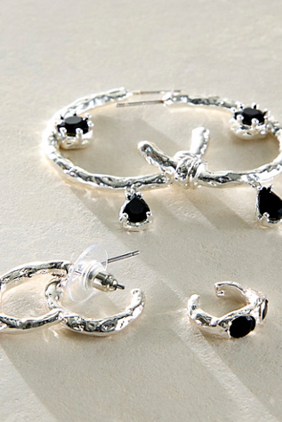 Женские украшения Free People Nina Earring and Cuff Set, цвет: Чёрный / Серебристый — фото 2