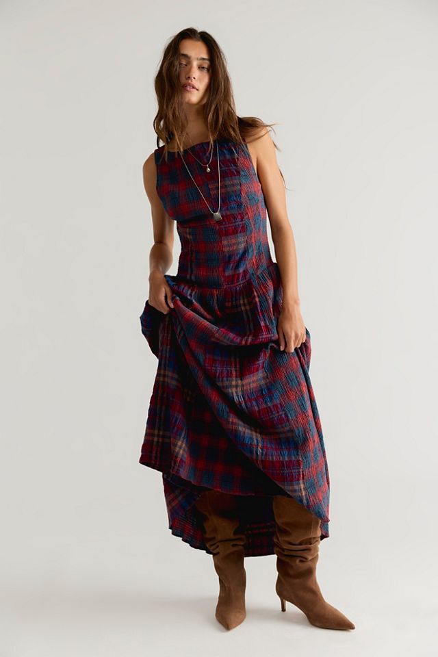 Passing Time Plaid Maxi Dress #1