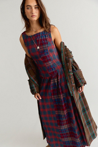 Женское платье Free People Passing Time Plaid Maxi, цвет: Комбинированный — фото 4