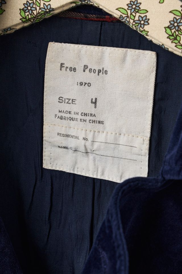 FP MART: Vintage: The Originals Blue Velvet Military Jacket #3