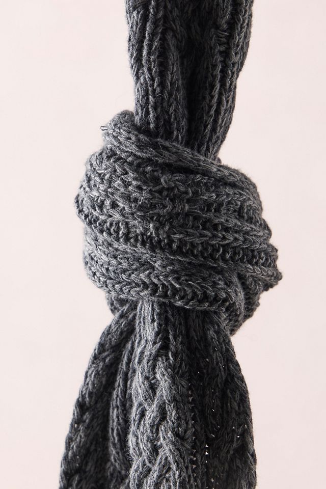 Coal Cable Knit Scarf #1